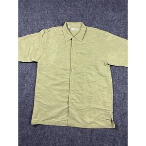Cutter & Buck Mens M Short Sleeve Button-Up Shirt Green Tropical Floral Woven